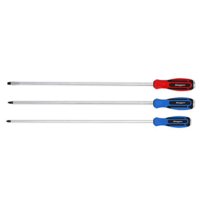 Siegen Extra Long Hammer-Thru Screwdriver Set 3pc Magnetized Tips 450mm Seigen by Sealey  - Dynamic Drive