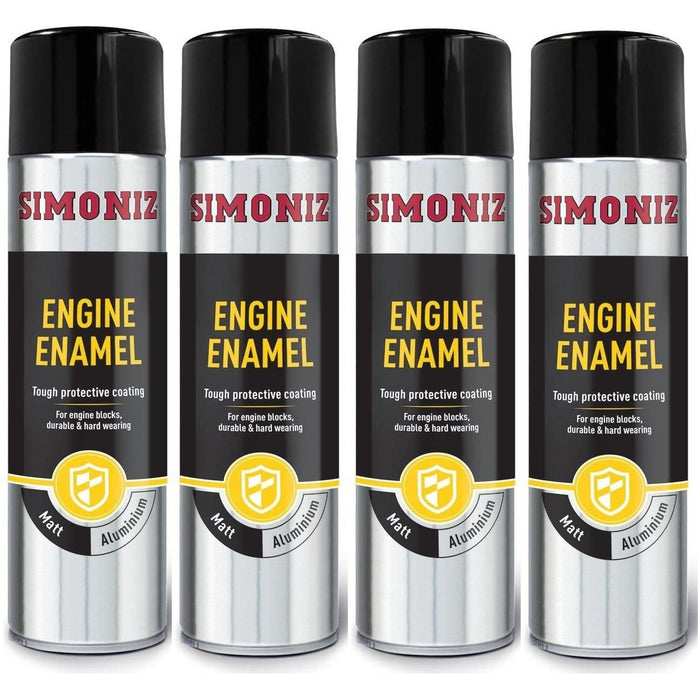 4x Simoniz Enamel Matt Aluminium Engine Enamel Car Spray Paint Aerosol Can 500ml