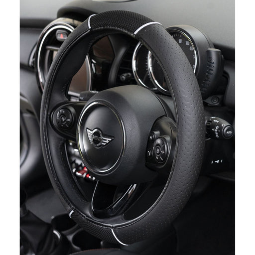 Black Leather Look Mesh Car Steering Wheel Cover Soft Grip Glove fits  BMW Mini UKB4C  - Dynamic Drive