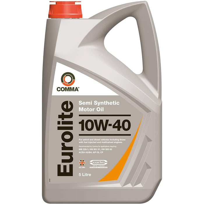 Comma Eurolite 10W-40 Semi Synthetic Motor Engine Oil 5L 10W40 Petrol Diesel Comma  - Dynamic Drive