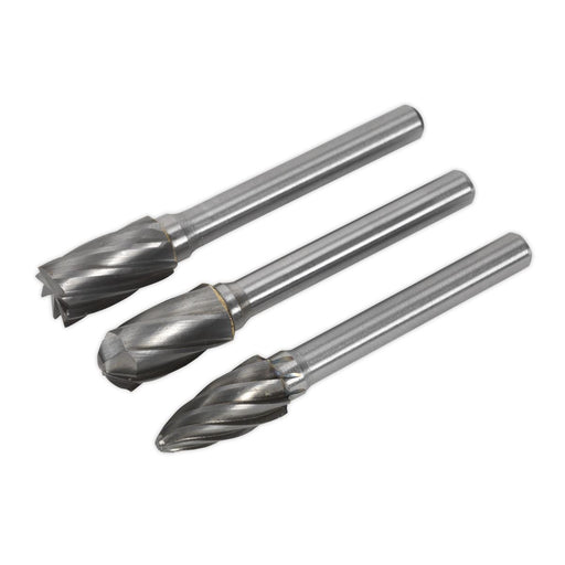 Sealey Tungsten Carbide Rotary Burr Set 3pc Ripper/Coarse SDBCK3 Sealey  - Dynamic Drive