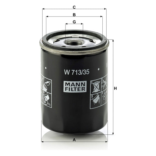 Genuine Mann Oil Filter for Mit'subSmart 1.5DiD 04-08 W713/35 Mann & Hummel  - Dynamic Drive