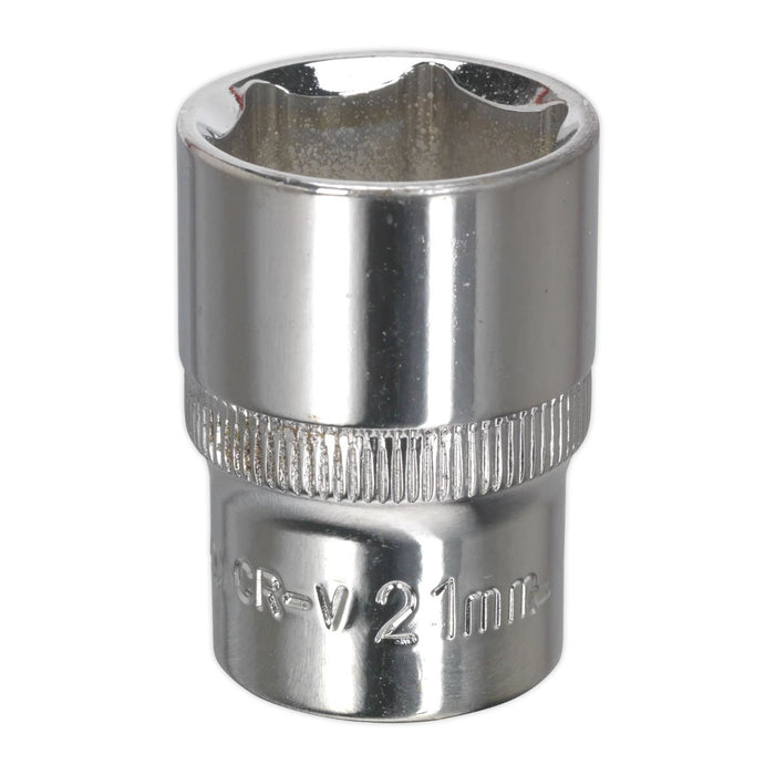 Sealey WallDrive Socket 21mm 1/2"Sq Drive Fully Polished SP1221