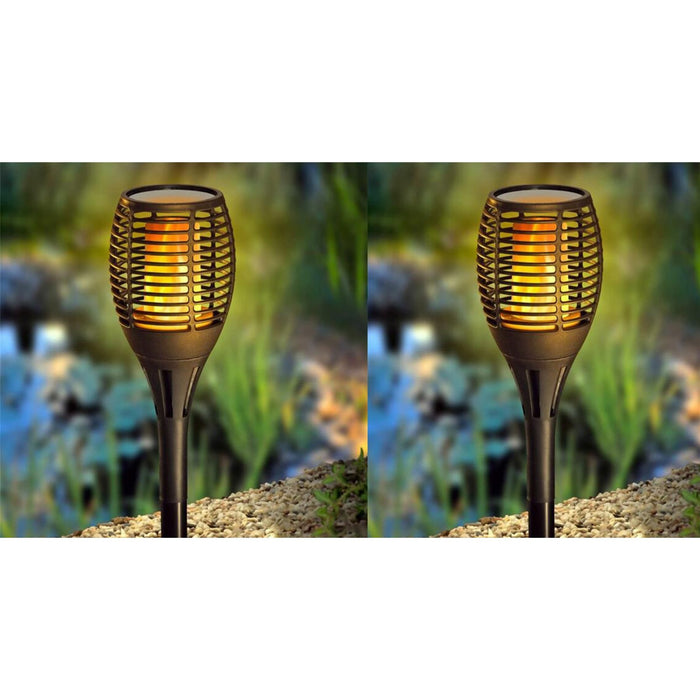 2 x 4 LED Flame Solar Torch Light Waterproof Flickering Dancing Path Garden Lamp UKB4C  - Dynamic Drive