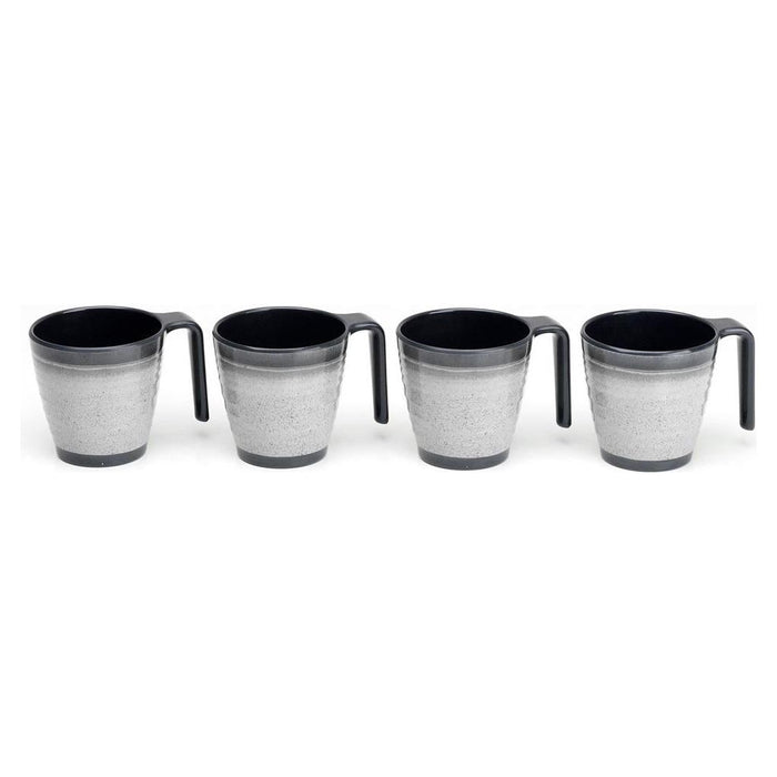 Granite 4x Stacked Mug Set Grey Flamefield Melamine Ideal Camping Picnic Caravan Flamefield  - Dynamic Drive