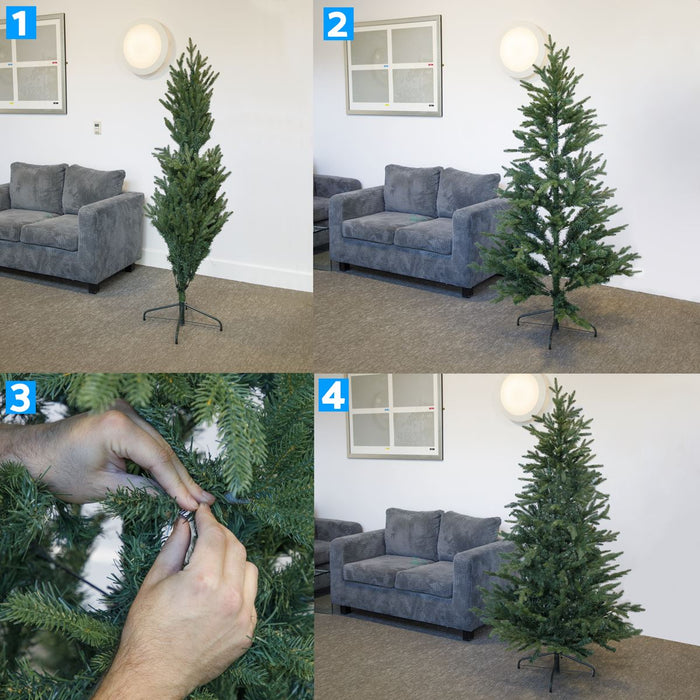 Dellonda Artificial 7ft/210cm Hinged Christmas Tree with 1000+ PE/PVC Tips Dellonda  - Dynamic Drive