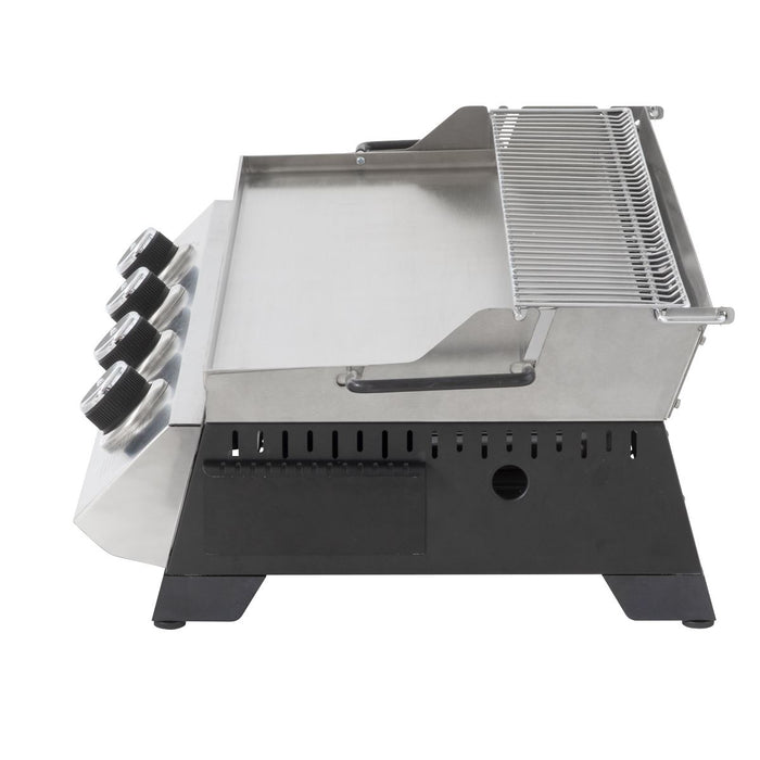 Dellonda 4 Burner Stainless Steel Portable Gas Plancha with Warming Rack 10kW Dellonda  - Dynamic Drive