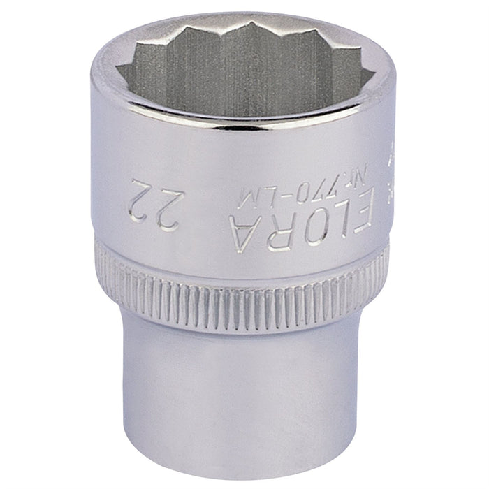 Draper Elora Bi-Hexagon Socket, 1/2" Sq. Dr., 22mm 24674