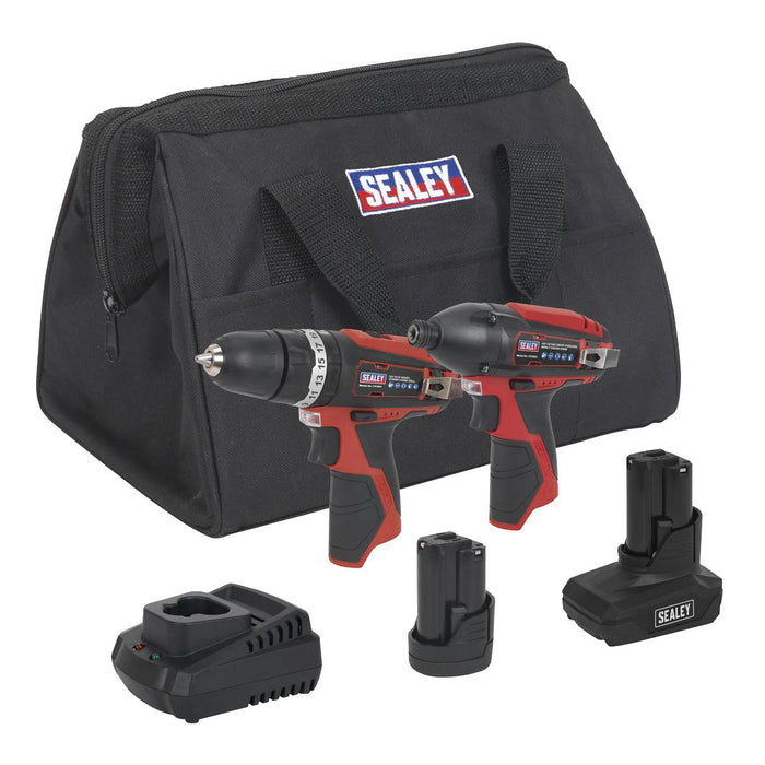 Sealey 2 x SV12 Series Cordless Power Tool Combo Kit 12V - 2 Batteries Sealey  - Dynamic Drive