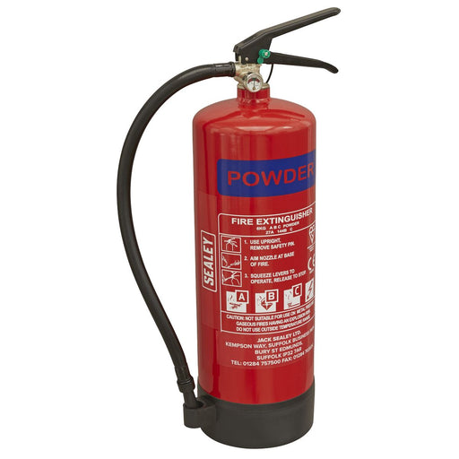 Sealey Fire Extinguisher 6kg Dry Powder SDPE06 Sealey  - Dynamic Drive