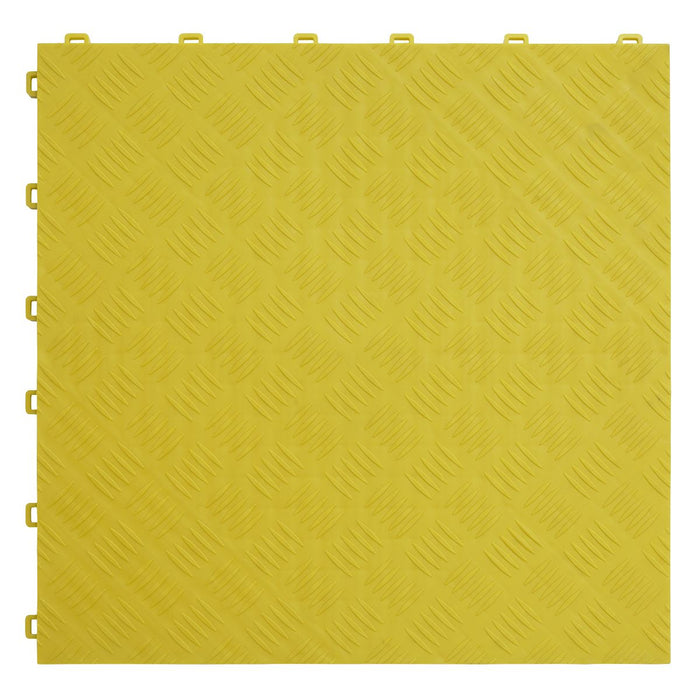 Sealey Polypropylene Floor Tile Yellow Treadplate 400 x 400mm Pack of 9 FT3Y Sealey  - Dynamic Drive