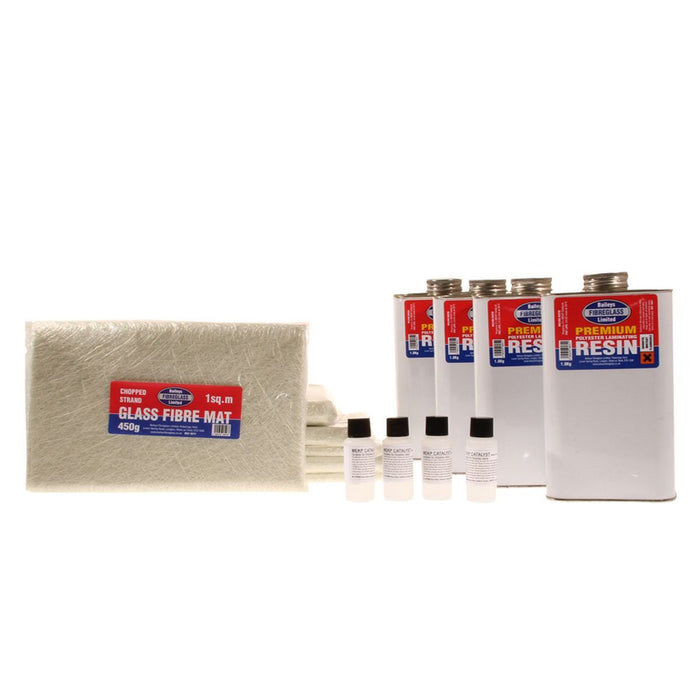 Baileys Fibreglass Premium Repair Kit 4Sq Metre with Tools for Professional Res