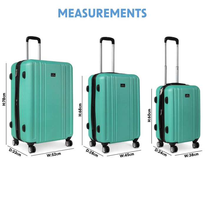 Dellonda 3-Piece Lightweight ABS Luggage Set with TSA Lock  Teal