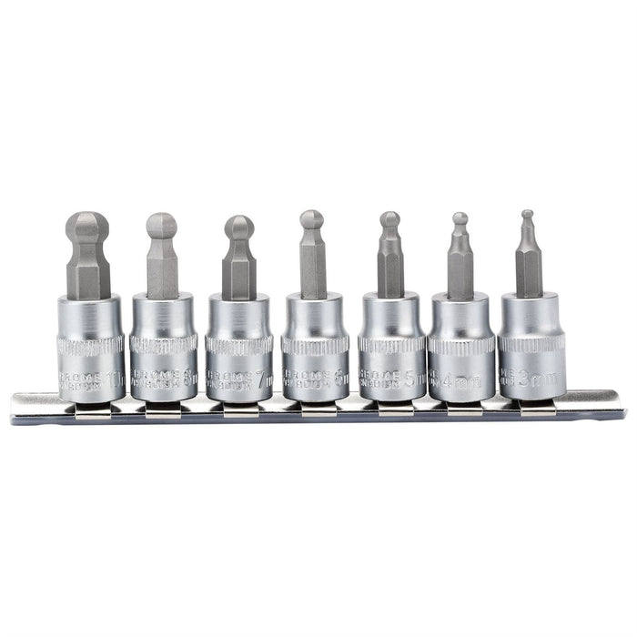 Draper Ball-end Hex. Socket Bit Set, 3/8" Sq. Dr., 48mm (7 Piece) 16296 Draper  - Dynamic Drive