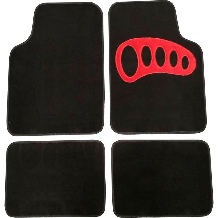 Car Black Carpet Floor Mats Red Heel Pad Universal Fit Town Parts  - Dynamic Drive