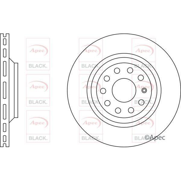 APEC Black Brake Disc (Rear) (Single) DSK2460B fits VW Audi A3 Scirocco A3 Passa Apec Black  - Dynamic Drive