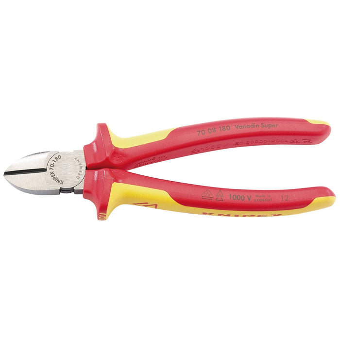 Draper Knipex 70 08 180UKSBE VDE Fully Insulated Diagonal Side Cutters, 180mm