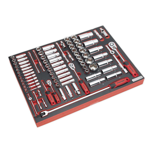 Sealey Tool Tray with Socket Set 91pc 1/4" 3/8" & 1/2"Sq Drive TBTP02 Sealey  - Dynamic Drive