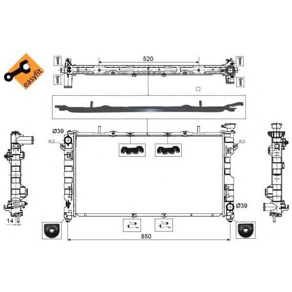 NRF Radiator fits Chrysler Voyager Dodge Caravan NRF  - Dynamic Drive