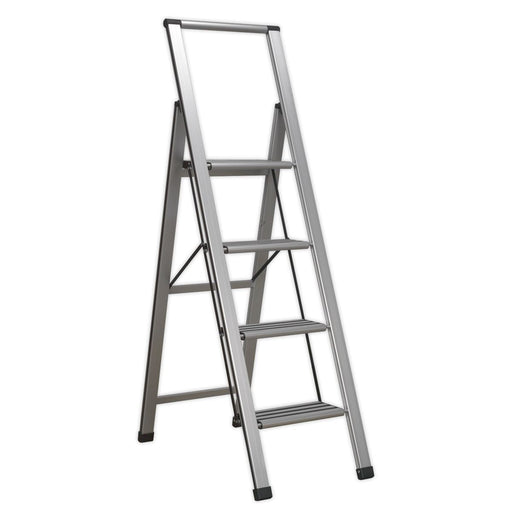 Sealey Aluminium Professional Folding Step Ladder 4-Step 150kg Capacity APSL4 Sealey  - Dynamic Drive