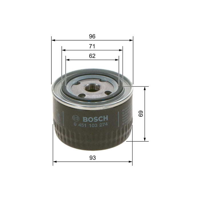 Genuine Bosch Car Oil Filter P3274 fits Lada Niva - 1.7 - 96-02 0451103274