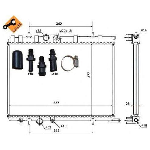 NRF Radiator fits Peugeot 206 206 Van 206+ NRF  - Dynamic Drive