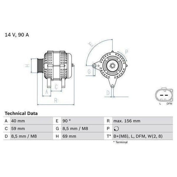 Bosch Reman Alternator 4605 0986046050