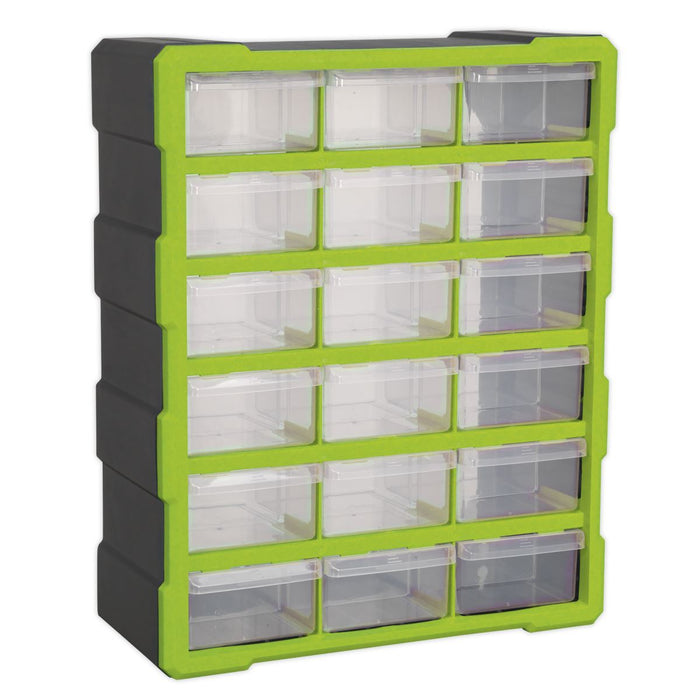 Sealey Cabinet Box 18 Drawer Hi-Vis Green/Black APDC18HV