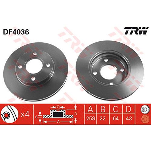 Genuine TRW Brake Disc (Pair) DF4036 TRW  - Dynamic Drive