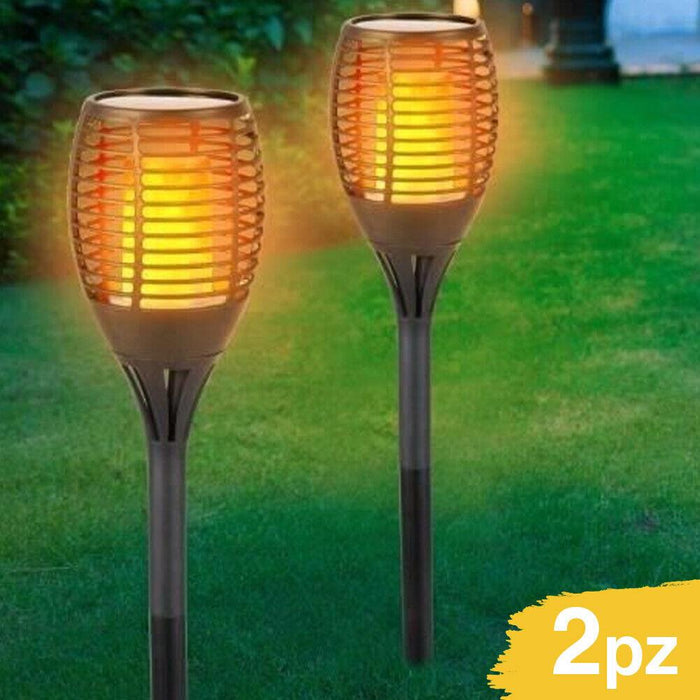 2x Flame Solar Torch Light 30LEDWaterproof Flickering Dancing Path Garden Lamp Grundig  - Dynamic Drive