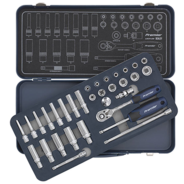 Sealey Socket Set 32pc 1/4"Sq Drive Lock-Onï 6pt Metric AK27480