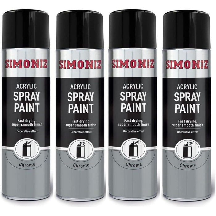 4x Simoniz Chrome Effect Aerosol High Quality Spray Paint 500ml SIMP20D