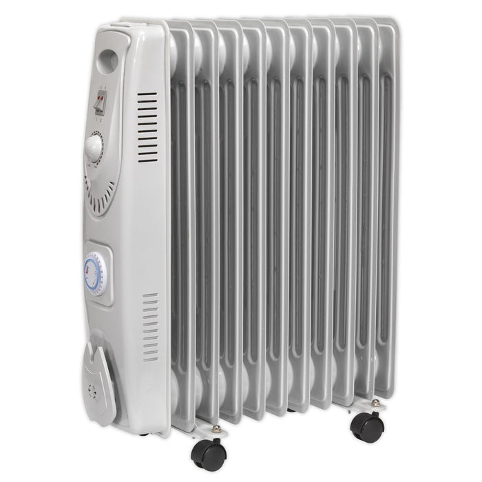 Sealey Oil Filled Radiator 2500W/230V 11-Element with Timer RD2500T Sealey  - Dynamic Drive