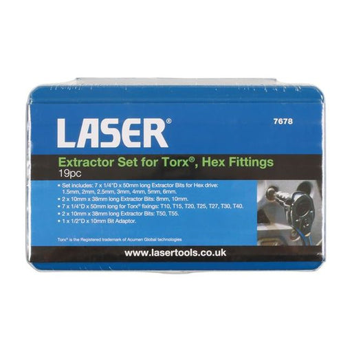 Laser Extractor Set for Torx Hex Fittings 19pc 7678 Laser Tools  - Dynamic Drive