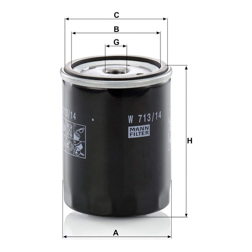 Genuine Mann Oil Filter for MarinaItalMaestro 1.3lit etc W713/14 Mann & Hummel  - Dynamic Drive