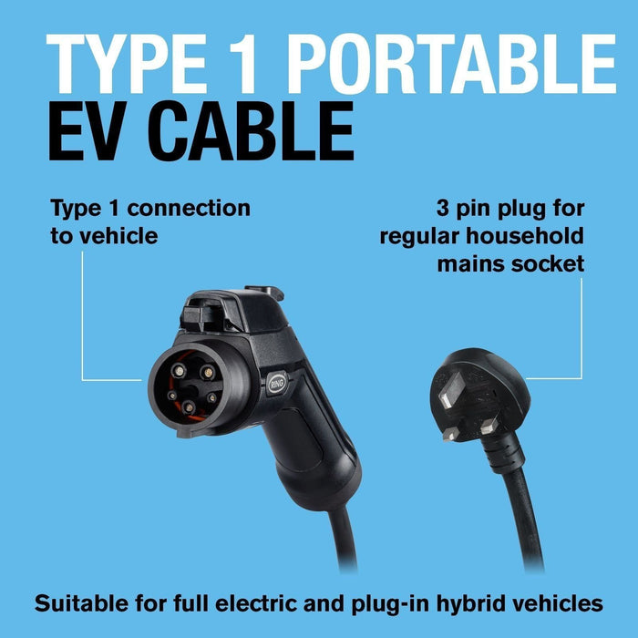 Ring Type 1 Electric Vehicle Plug in Charging Cable EV Charger UK 3 Pin 230V AC