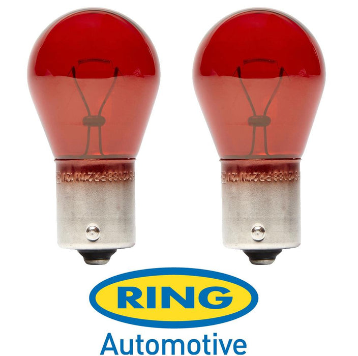 R782 2 x PR21W 12v Brake Stop Light Bulbs Pair Red 782 BAW15s Ring Ford Saab