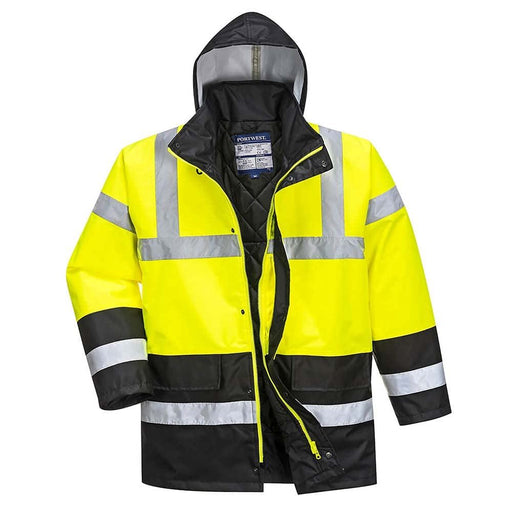 Portwest Hi-Vis Contrast Traffic Jacket - Yellow/Black - Medium Portwest  - Dynamic Drive