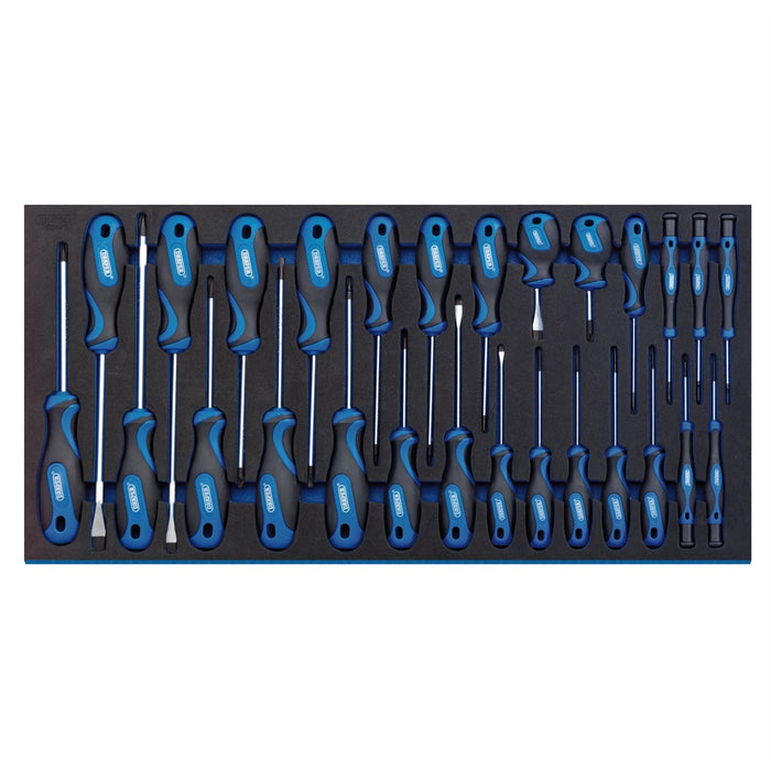 Draper Soft Grip Screwdriver Set in Full Drawer EVA Insert Tray (27 Piece) 63406 Draper  - Dynamic Drive