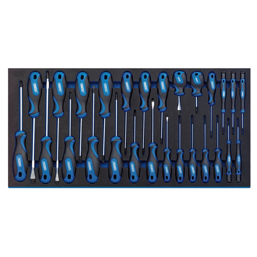 1x 27 Piece Draper Soft Grip Screwdriver Set In Full EVA Drawer Insert Tray Draper  - Dynamic Drive