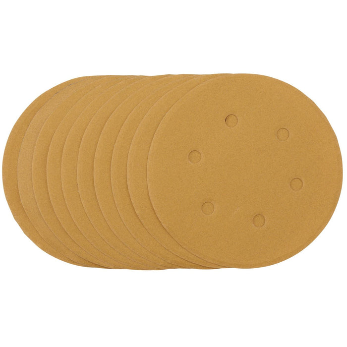 Draper Gold Sanding Discs with Hook & Loop, 150mm, 240 Grit (Pack of 10) 64257