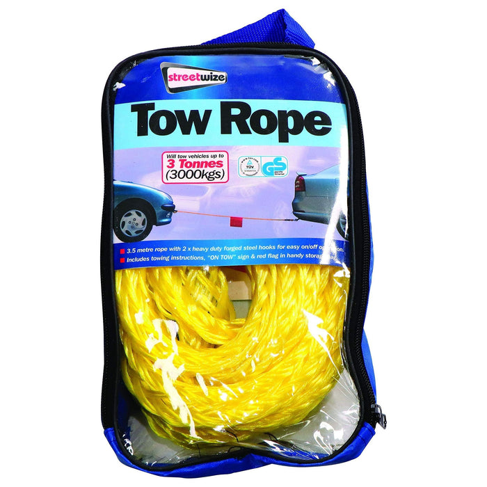 Streetwize Tow Rope (Braided) - Yellow - 3 Tonne