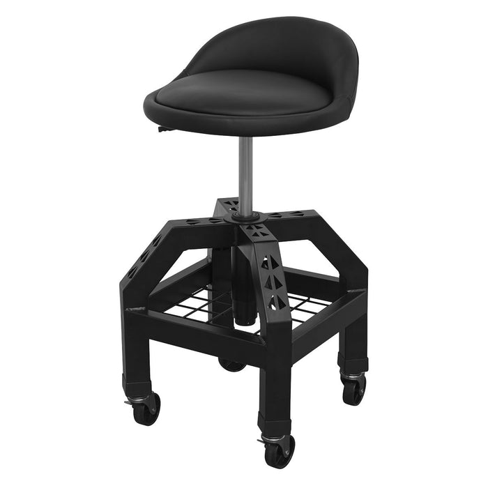 Sealey Creeper Stool Pneumatic with Adjustable Height Swivel Seat & Back Rest Sealey  - Dynamic Drive