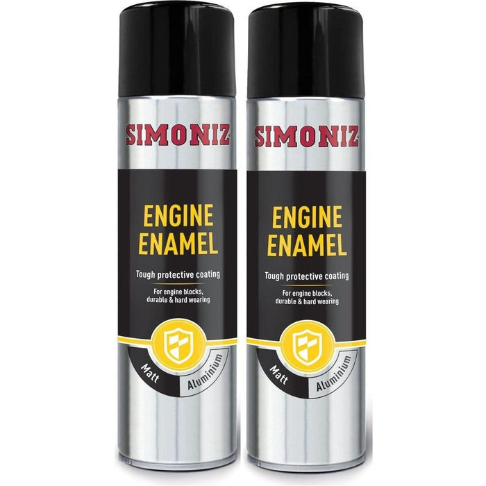 2x Simoniz Enamel Matt Aluminium Engine Enamel Car Spray Paint Aerosol Can 500ml Simoniz  - Dynamic Drive