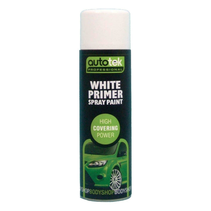 AUTOTEK Professional White Primer 500ml Spray Paint High Coverage