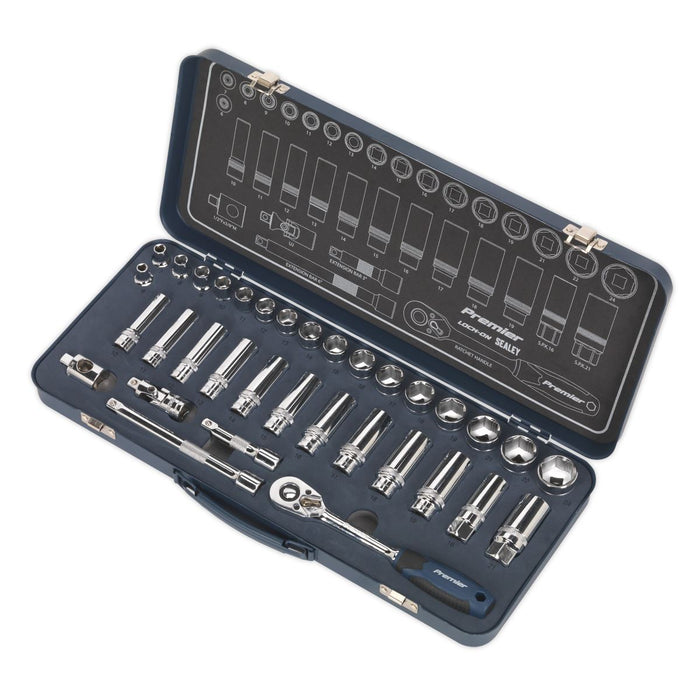 Sealey Socket Set 34pc 3/8"Sq Drive Lock-Onï 6pt Metric AK27481