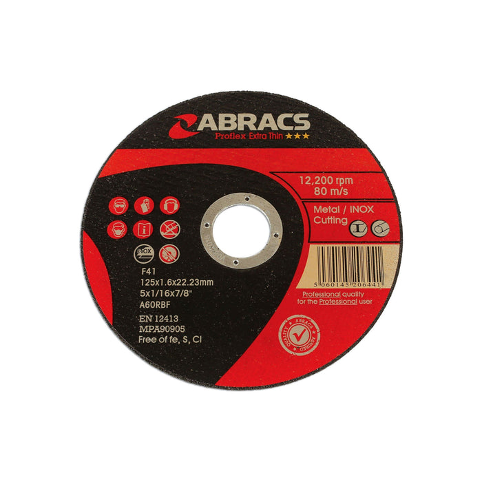 Abracs Thin Cutting Discs -  125mm x 1.6mm - Pack of 10 Laser Tools  - Dynamic Drive