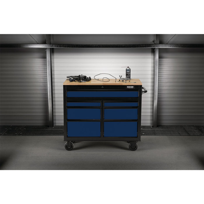 Draper BUNKER Workbench Roller Tool Cabinet, 7 Drawer, 41", Blue 08222 Draper  - Dynamic Drive