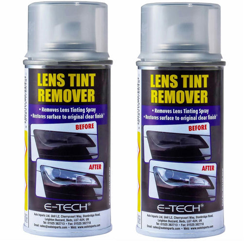 2x E-Tech Light Lenses Lens Tint Remover Spray Glass Plastic Car Motorbike 150ml E-Tech  - Dynamic Drive