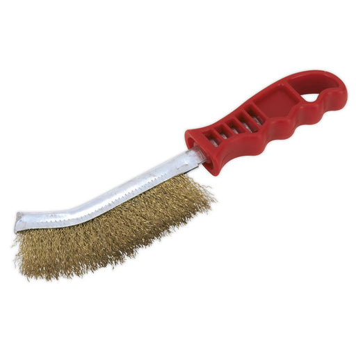 Sealey Wire Brush Brassed Steel Plastic Handle WB05/R Sealey  - Dynamic Drive